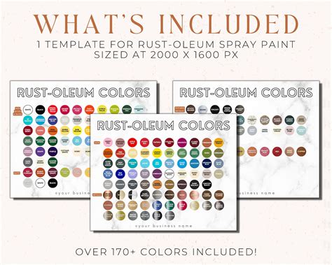Editable Rustoleum Spray Paint Color Chart Template Custom Etsy