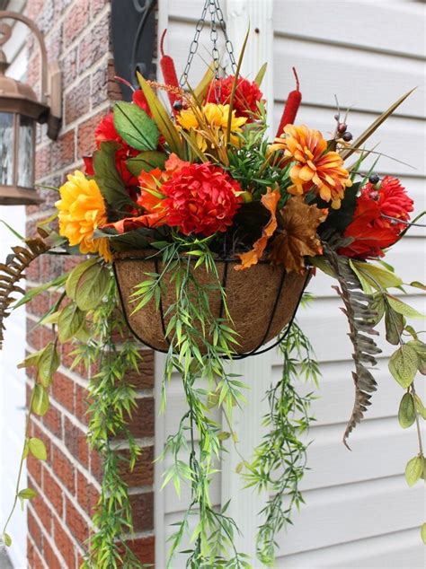 Silk Hanging Basket Fall Mums With Vines