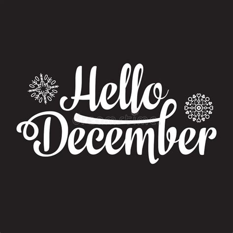 Hello December Card Holiday Decor Lettering Stock Vector