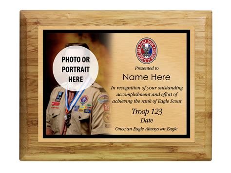 Eagle Scout Plaque Left Photo Design Horizontal