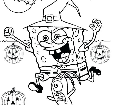 Dibujos de SpongeBob En Halloween para Colorear, Pintar e Imprimir