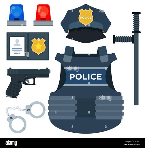 A Set Of Special Police Uniforms And Protective Equipment Vector
