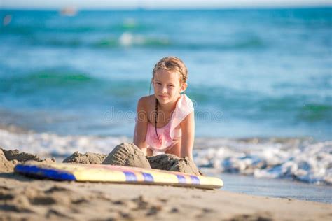 Adorable Little Girl At Beach During Summer Vacation In Europe Stock