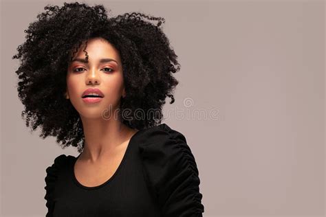 Beautiful Afro Woman Posing In Studio Stock Image Image Of Beauty
