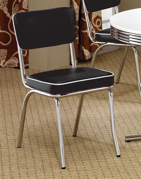 Linon black and chrome dining hanks chair. 2066 Black Chrome Plated Retro Dining Chair Set of 2 from ...
