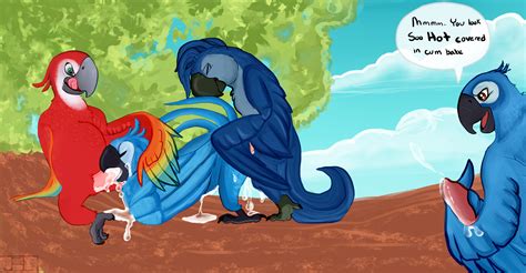 Rule 34 Avian Bird Blu Rio Feathers Female Jewel Rio Macaw Male