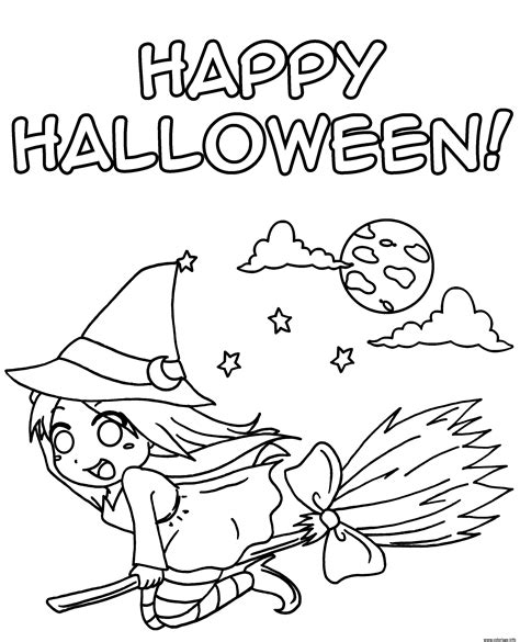 Coloriage Sorciere Manga Happy Halloween Dessin Halloween Sorciere à