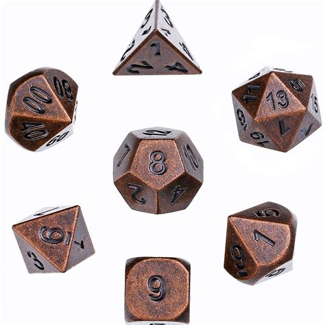 Hestya 7 Pieces Multi Sided Dice Set Metal Polyhedral Dices Game Dice