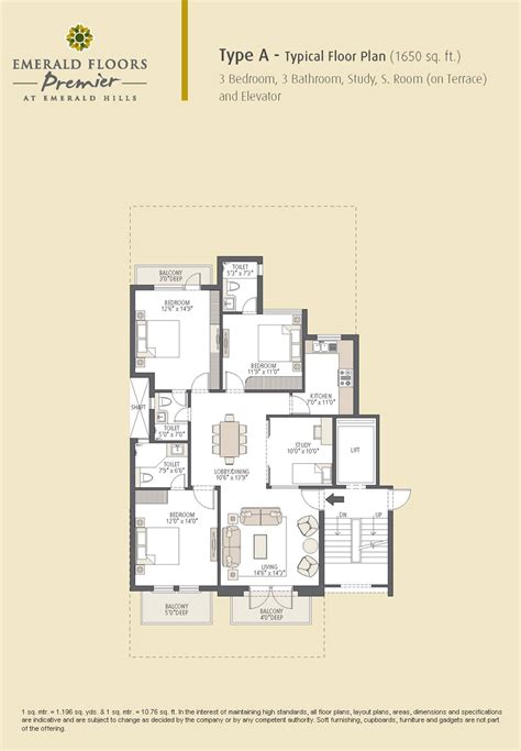 1650 Sqft 3 Bhk Typical Floor Prithvi Estates