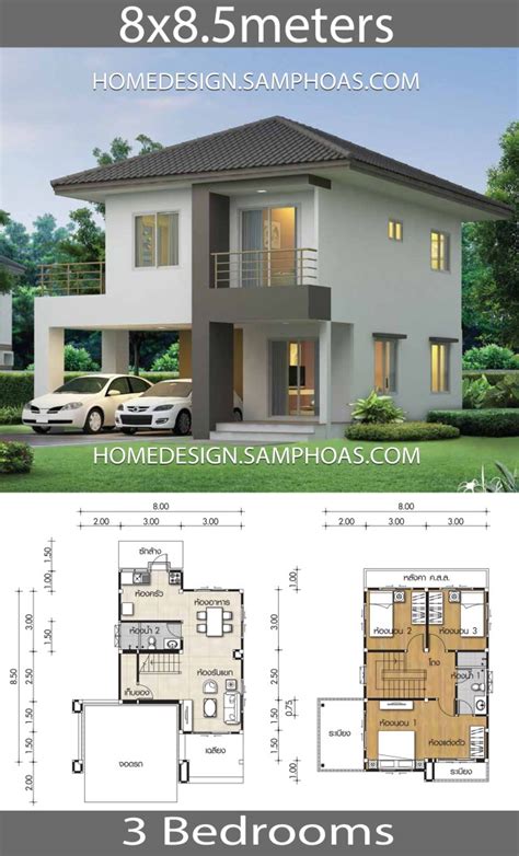 Home Design 10x16m With 3 Bedrooms A2d