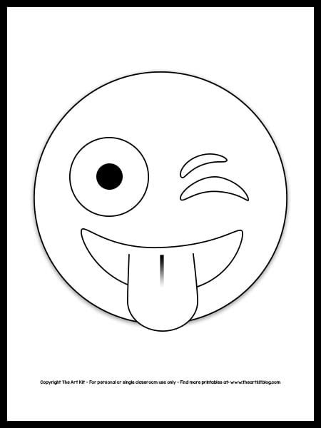 Emoji Coloring Page Silly Winking Face With Tongue Free Printable