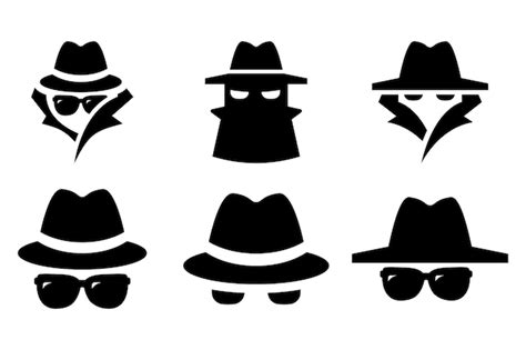 Premium Vector Spy Agent Incognito Detective Icons With Hat Vector