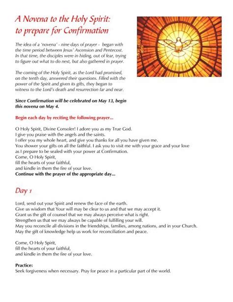 A Novena To The Holy Spirit To Prepare For Confirmation