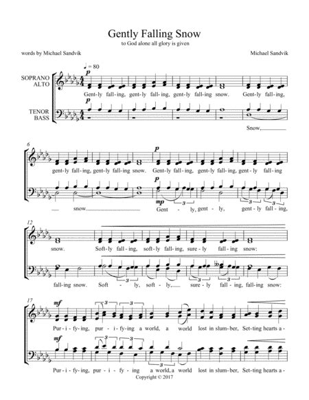 Gently Falling Snow Sheet Music Michael Sandvik Satb Choir