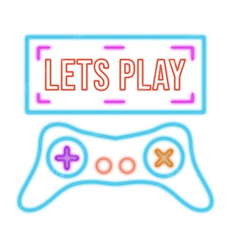 Lets Play White Transparent Neon Game Lets Play Text With Stick Neon