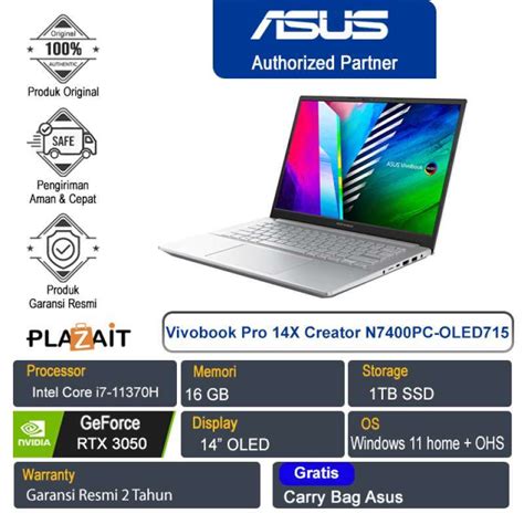 Jual Asus Vivobook Pro 14x Oled N7400pc Oled715 Core I7 11370h16gb