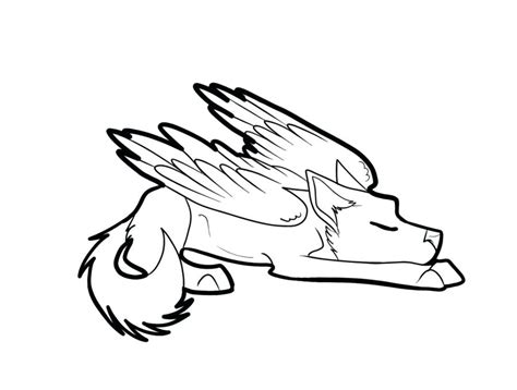 Cute Anime Wolf Pup With Wings Coloring Pages Coloring Pages