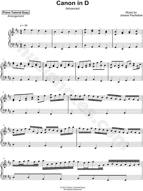 Print and download canon in d sheet music composed by johann pachelbel arranged for piano. Piano Tutorial Easy "Canon in D advanced" Sheet Music ...