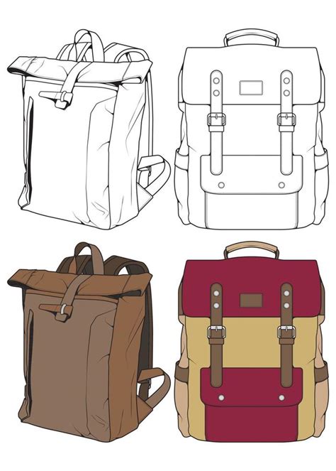 Set Of Vector Backpacks Illustration Backpacks For Students