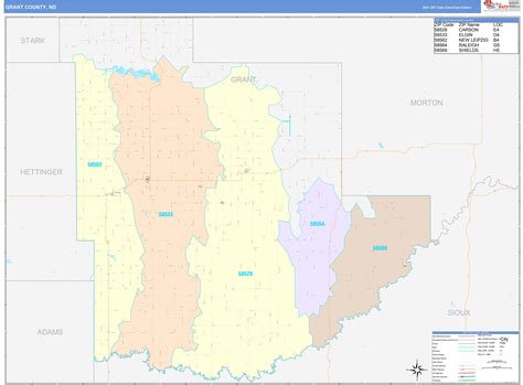 Grant County, ND Wall Map Color Cast Style by MarketMAPS