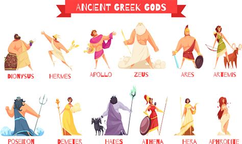 Ancient Greece Gods Horizontal Set Stock Illustration Download Image