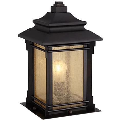 Profile features clean, modern metal fittings. Hickory Point 16 1/2" Walnut Bronze Outdoor Pier Mount ...