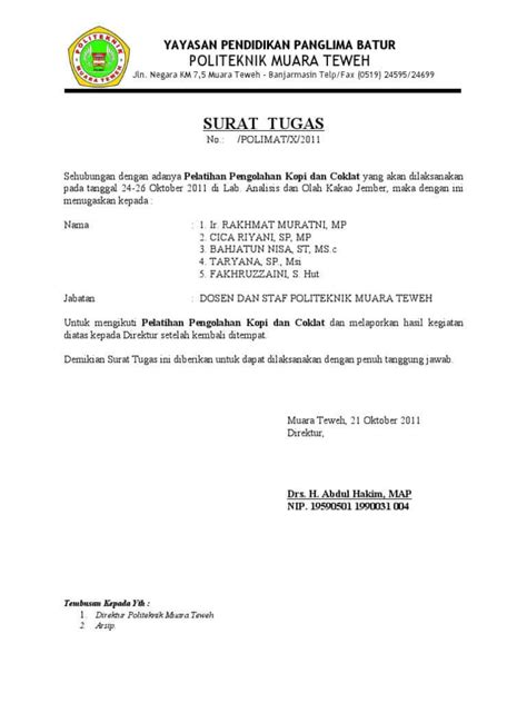 Documents similar to surat an serahan tugas emi. 17+ Contoh Surat Tugas Lengkap Terbaru dan Benar