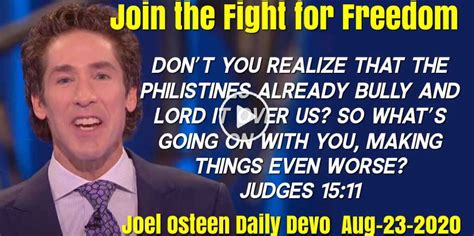 Joel Osteen August 23 2020 Daily Devotion Join The Fight For Freedom