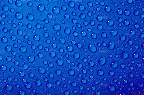 Water Drops On The Blue Background High Quality Nature Stock Photos