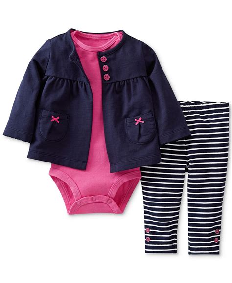 Carters Baby Girls 3 Piece Cardigan Bodysuit And Pants Set Kids