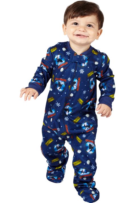 Polar Express Kids Believe One Piece Pajama Sleeper Blue 6m Walmart