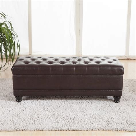 Luxury Comfort Classic Brown Tufted Storage Bench Ottoman