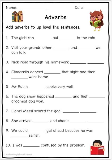 Grade 4 And 5 Adverb Worksheets Free English Worksheets