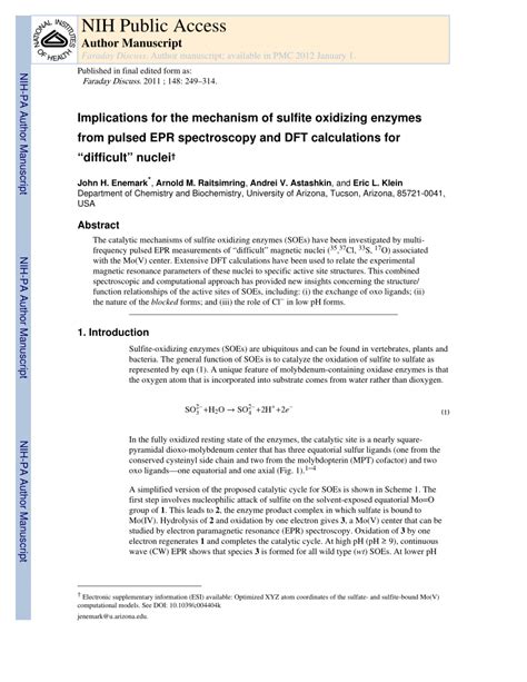 Pdf Implications For The Mechanism Of Sulfite Oxidizing Enzymes From