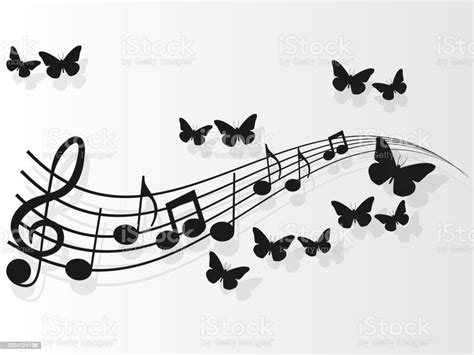 Vector Image Design Music Covers With Music Notes And Butterflies Stock