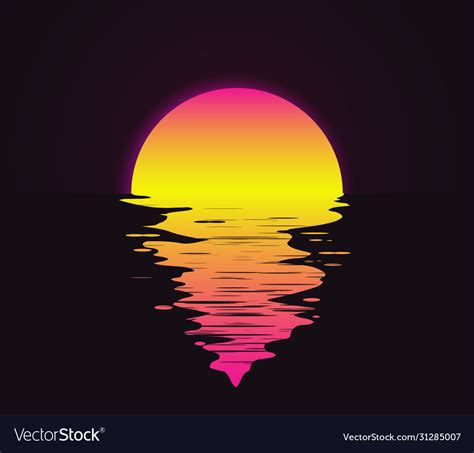 Retro Vintage Styled Bright Sunset Royalty Free Vector Image