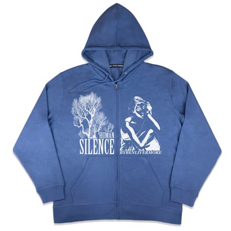 Human Silence Zip Up Hoodie Sky Blue Bbl By Ben Livermore