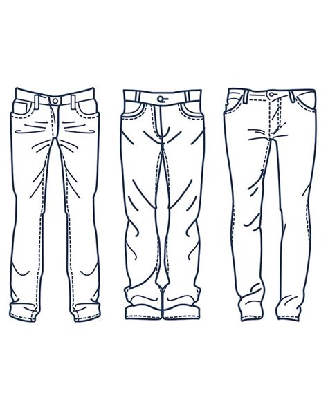Hand Drawn Fashion Collection Of Mens Jeans Outline Etsy Draw