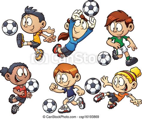 Cartoon Soccer Kids Cartoon Kids Playing Soccer Vector