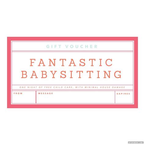 All babysitting courses, once successfully completed, will give you access to a printable certificate that you can use to show potential employers and grow your business. Babysitting Gift Certificate Template Printable - Gridgit.com