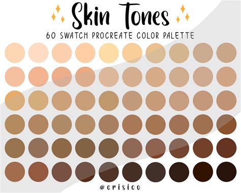 Skin Tones Procreate Color Palette Light To Dark Skin Shade Swatches