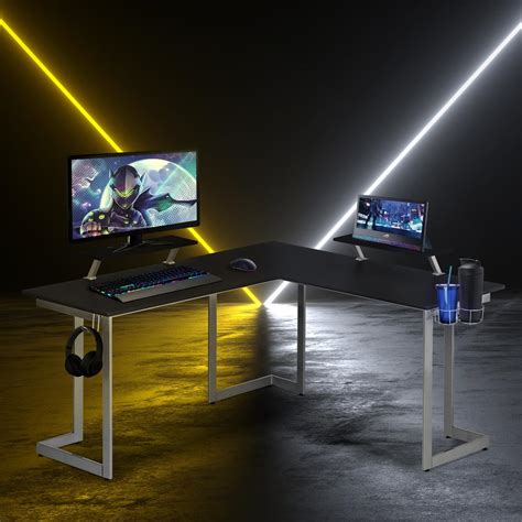 Techni Sport Warrior L Shaped Gaming Desk Black