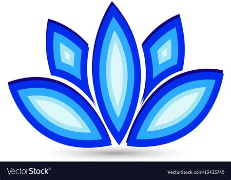 Blue Lotus Flower Icon Logo Royalty Free Vector Image