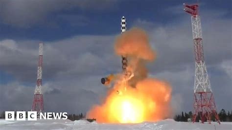 test launch footage of russian ballistic missile satan 2