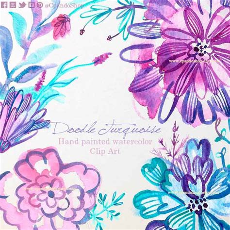 Watercolor Flowers Clipart Boho Hand Painted Watercolour Etsy
