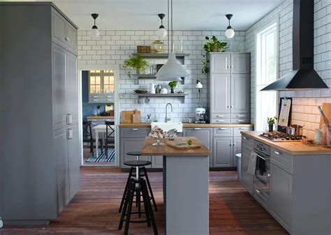 Kjøkken - BODBYN grå | Kjøkkenøy ikea, Kjøkkenøy eik, Ikea kjøkken ideer