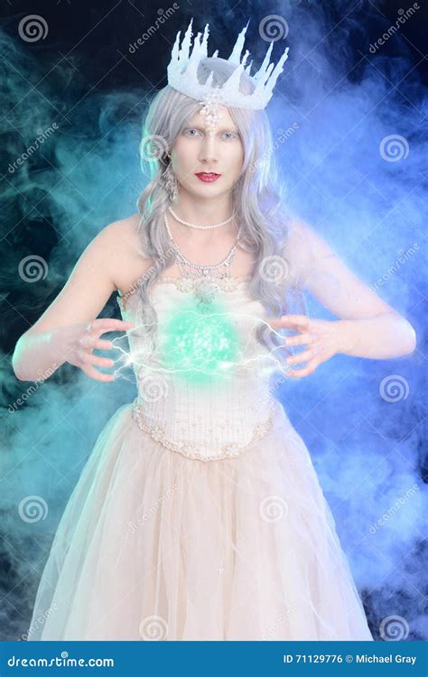 Evil Ice Queen With Ball Of Magic Stock Photo Image Of Complexion