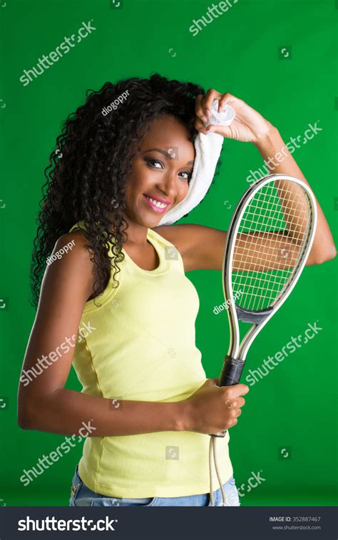 Young African American Female Tennis Player Stock Photo 352887467