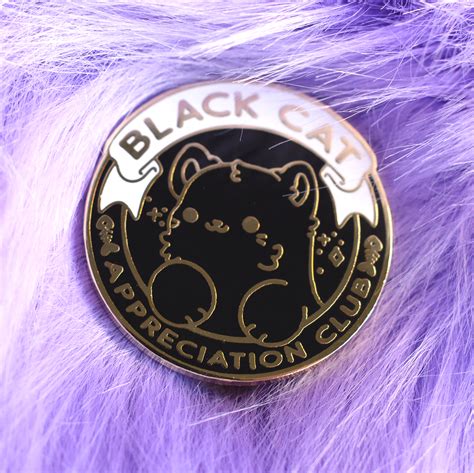 Black Cat Appreciation Club Enamel Pin Bright Bat Design
