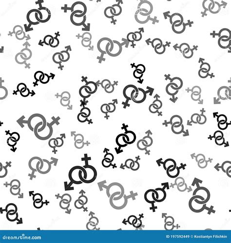 Black Gender Icon Isolated Seamless Pattern On White Background